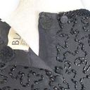 Oleg Cassini Vintage Black Tie  Bodysuit Black Silk Abstract Beaded Short Sleeve Photo 3