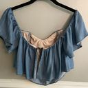 Guess Denim Off Shoulder Cropped Top Size Small Photo 7