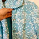 Vintage Blue  & White Daisy Floral Button Up 60s Little Jacket Photo 6