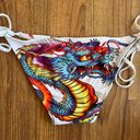 Ed Hardy Vintage Y2K Rare White Blue Dragon String Triangle Edgy Bikini Set Photo 7