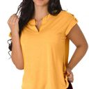 Cable & Gauge  Dolman Short Sleeve Top Split Neck Light Yellow Orange Size S Photo 6