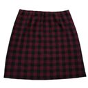 J.Jill  Maroon Black Plaid Print Size Large Pull On Lined Pencil Skirt Pockets Photo 2