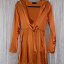 Pretty Little Thing Orange Satin Twist Front Mini Dress Photo 0