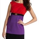 Milly of New York red & purple Natalie Color Block Knit Belted Dress Photo 5