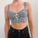 Vintage 1990's Black White Seersucker Gingham Balcony Swim Crop Top Size 10 Photo 2