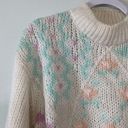 Vintage 1980s Pastel Kawaii Floral Print Knit Sweater Size L Size L Photo 3