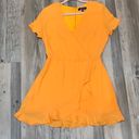 Blue Blush Boutique Blush Wild Tangerines Faux Front Wrap Mini Dress with Ruffled Hem size small.  Photo 6