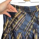 São Paulo Midnight Blue Metallic Satin Plaid Pleated Circle Skirt Size M Photo 5