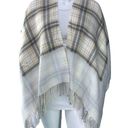 J.Jill  Womens One Size Poncho Sweater Wrap Plaid Acrylic Fringe Neutral Soft Photo 10