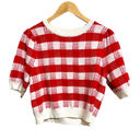 The Moon Day +  red white plaid knit cropped sweater size Large NEW Photo 1