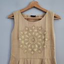 Splash  Sleeveless Cotton Linen Blend Floral Embroidered Beige Sundress 10 Photo 2