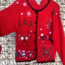 Basic Editions  Vintage knit ugly Christmas cardigan SMALL Photo 1