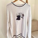 Vintage Black Lab Dog Duck Pond Embroidered Chunky Textured Crewneck Sweater in Cream Size XL Photo 0