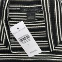 Ann Taylor  NWT Sz L Black Metallic Gold Stripe Ribbed Fabric Turtleneck Knit Top Photo 3