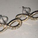 infinity Vintage Gold Tone CZ Rhinestone  Pierced Earrings Photo 5