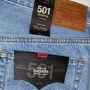 Levi’s jean shorts 501 fitted high rise button fly distressed fray denim‎ Photo 6