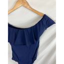 Trina Turk  Blue Off Shoulder Ruffle Bandeau One Piece Swimsuit Size 8 Photo 2