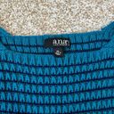 a.n.a A New Approach Teal and Navy Knit Striped Sweater Size Petite Small Photo 1