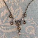 Ethereal Vintage Sterling Plated Flower Necklace Womens 16in Faux Rhinestones  Photo 5