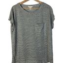 Caslon  Light Gray Flora Stripe Pocket Bust Short Sleeve T-Shirt M Photo 0