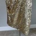 BCBGMAXAZRIA  Women's Cocktail Dress Size Medium Gold Sequin One Shoulder Sheath Photo 9