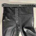 Spanx  Faux Leather Leggings Medium Black Cropped Capri Pull On Skinny Wide Waist Photo 4