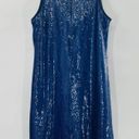 Carmen Marc Valvo  Denim Blue Sequin Sleeveless Shift Dress Size 6 Small Photo 13