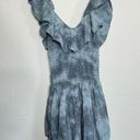 Blue Life  Luna Tie Dye Smocked Ruffle Shorts Romper Dress in Sage Gray Blue XS Photo 4
