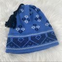 Vintage Handmade Top Notch Knits USA Beanie Hat hearts VTG Blue Photo 3