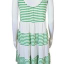 Entro  Green & White Striped Tiered Sleeveless Dress Size Medium Photo 4