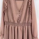 Boohoo  pink Swiss dot Lateran sleeve shirred layered ruffle hem dress size 18 Photo 6