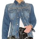 Frame  Le Denim Studded Jacket Light Fading Button Front Sz M Gelder Blue Photo 0