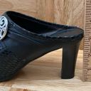 Brighton  “Ravish” Napa Snake Embossed Leather Black Mules Heels Size 6.5 Photo 7