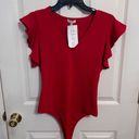 Adeline Ruffle Sleeve Red Bodysuit Photo 0