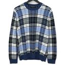 Brooks Brothers  Supima Cotton Plaid Crewneck Sweater Blue White Green L Photo 0