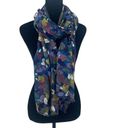 Edge Womens Leaf Print Frayed  Lightweight Scarf Multicolor Size 72” x 28” Photo 1