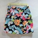 White Stag Womens Skort Size 10 Floral Wrap Front Zip Button Casual Black Multi Color Photo 1