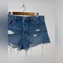 American Eagle Pre-Owned Size 12 Aeropostale Blue Distressed Boyfriend Jean Shorts Photo 2