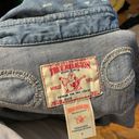 True Religion Vintage Y2k Western Cowgirl Chambray Jean shirt raw distressed Embroidered Fit Flare casual Dress Photo 4