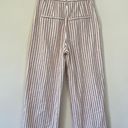 Abercrombie & Fitch Abercrombie Tailored Pleated High Rise Wide Leg Crop Stripe Trouser Tan White Photo 5