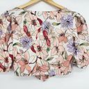 FashioNova  Crop Top Blouse Floral Print Puff Sleeve  Size Large New Photo 3