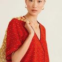 Mango NWT MNG  RED POLKA DOT BUTTON FRONT V NECK RELAX FIT BLOUSE SZ-4 Photo 0