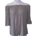 Beach Lunch Lounge Grey Off Shoulder Striped Blouse size medium Photo 0