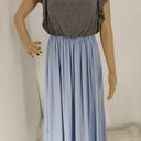 The Loft "" GRAY & LIGHT BLUE SATIN SKIRT SURPLICE BACK BLOUSON DRESS SZE: XS NWT $80 Photo 2