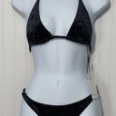 Onyx Shan Velvet Velour Triangle Swim Bikini Set  Black Top & Bottom Size 8 Photo 0