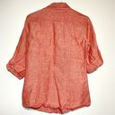 Max Studio  Linen Top long sleeve button up Salmon Orange Small Photo 3