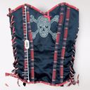 100% Babe y2k punk Black and Plaid Sequined Skull Bustier Corset Top Size 34 Photo 4