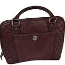 Giani Bernini  Womens Quilted Dome Satchel Handbag Maroon Leather Zipper Photo 1