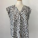 Cynthia Steffe White Animal Print Ruffle Short Sleeve V-Neck Chiffon Blouse Photo 0