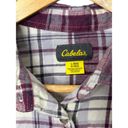 Cabela's  Maroon Plaid Long Sleeve Button Up Shirt Women's Large Photo 2